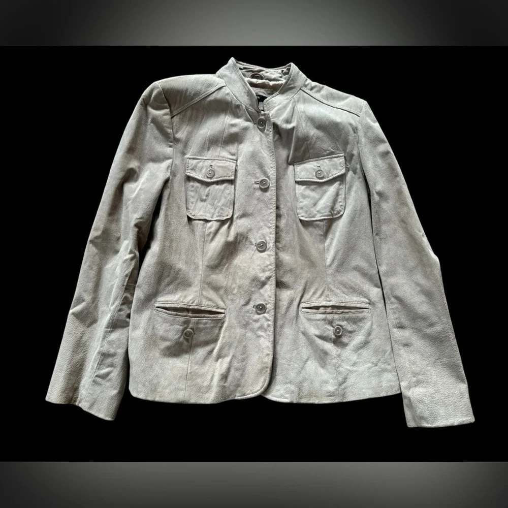 Style & Co Leather Suede Jacket Beige Women Size XL EUC